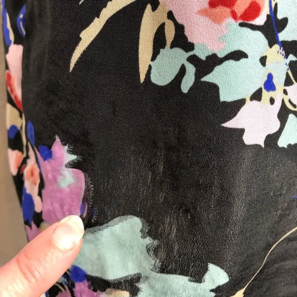 Yumi Kim black floral faux wrap dress size Small
